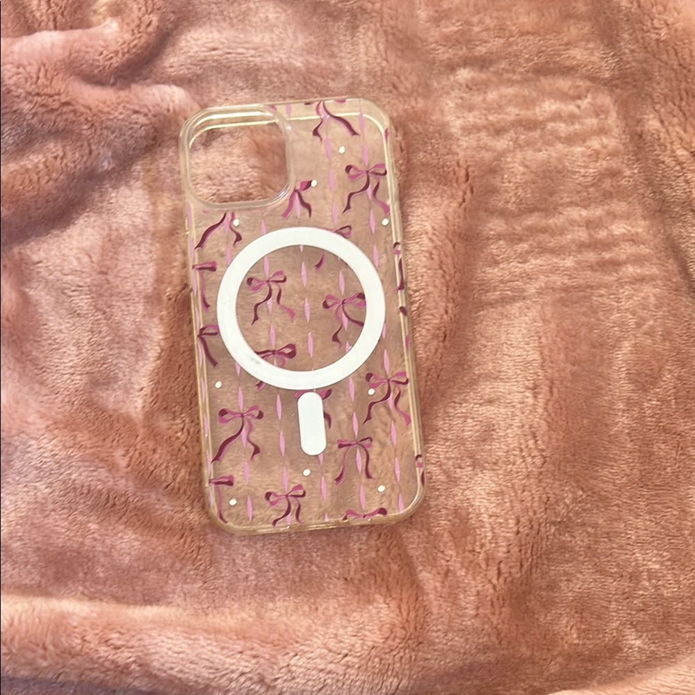 Hot Topic Pink and White Phone Case with Elegant Design
